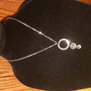 Silpada Hammered Sterling Silver Open Disk with Swirl Charm Necklace